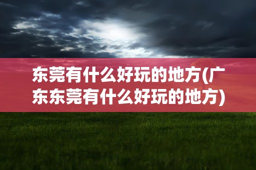 东莞有什么好玩的地方(广东东莞有什么好玩的地方)